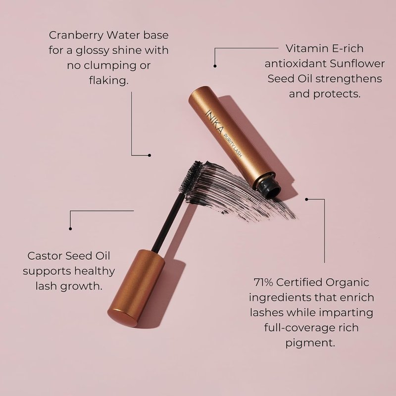 INIKA Organic Purity Lash Mascara - Certified Organic, Sensitive Eye Formula | Nourishing, Long Lasting, Non-Clumping, Black