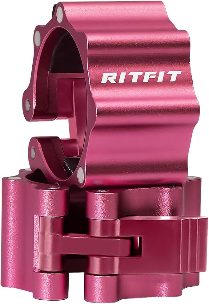 RitFit 2-Inch Magnetic Barbell Collars Locking Clamps - Heavy Duty Aluminum Alloy, Quick Release with Non-Slip TPR Pads for Olympic Weightlifting Powerlifting Training (Pair), Pink