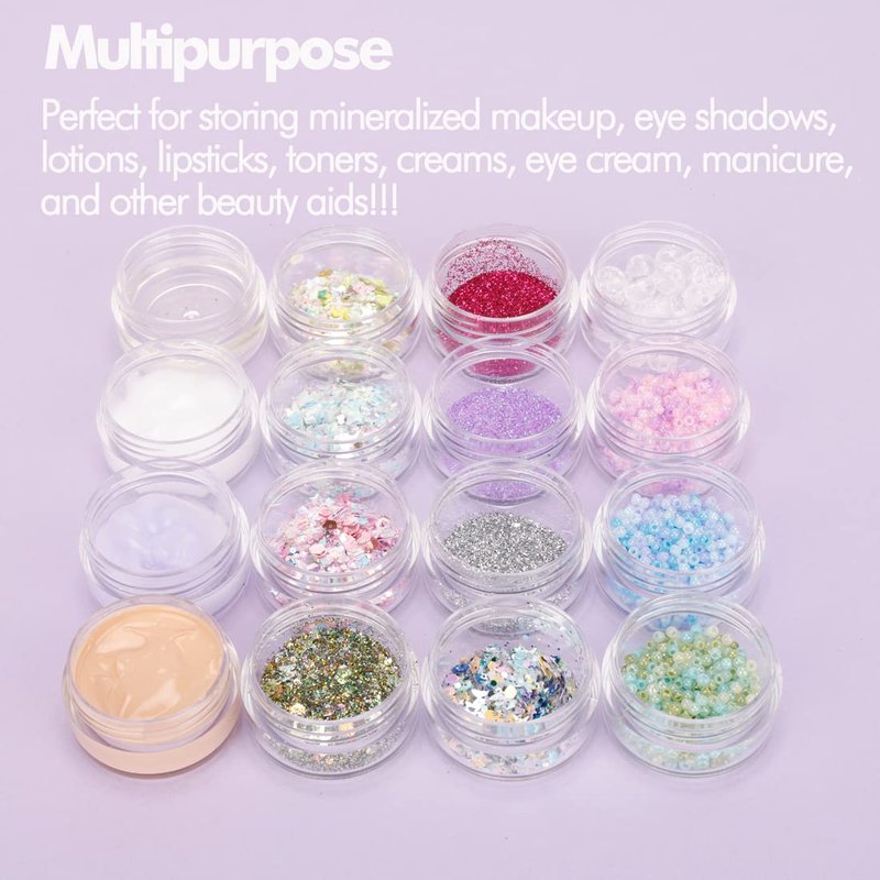 3 Gram Sample Containers with Lids, 200 Count Tiny Sample Jars, Empty Lip Balm Containers, Mini Cosmetic Container with Lids, Makeup Travel Container with Labels, Mini Disposable Spatulas