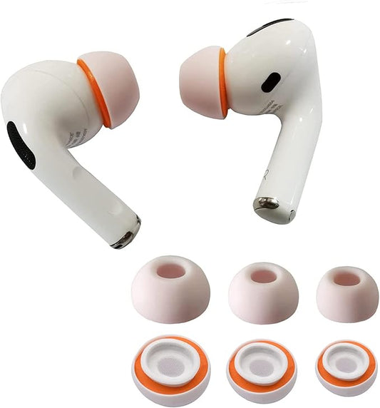 KASOTT Upgraded Best Memory Foam Ear Tips for AirPods Pro 1st & 2nd Gen | Comfortable Foam Ear Tips | Better Noise Cancellation | 3 Pairs Replacement Tips (Orange, Assorted S/M/L)