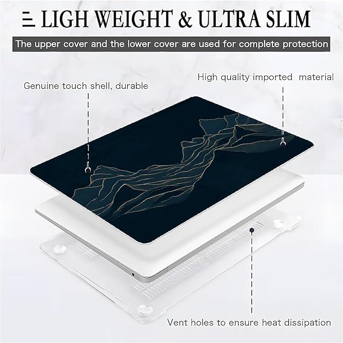 COTAIL Compatible with MacBook Air 13.3 13.6 Inch Case 2022 2021 2020 2019 Plastic Hard Shell Case Cover,13.6 Air (A2681) M2 2022, Dark Mountains