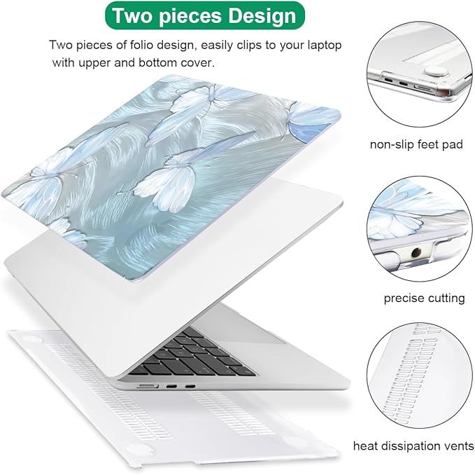 LCMOCICO for MacBook Air 13 inch Case M5 M4 M3 M2 Chip 2026 2025-2022 Release A3449 A3240 A3113 A2681, Scratch Resistant Hard Shell Protective Laptop Cover for Mabook Air 13.6 M5, Tin Foil Butterfly