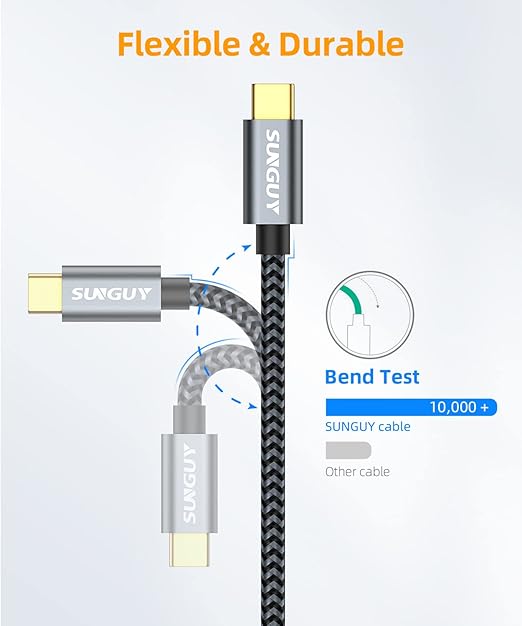 SUNGUY 10Gbps Micro B to USB C Hard Drive Cable 6FT, USB 3.1 USB C to Micro B, High-Speed External Hard Drive USB C Cable for iPhone 16 15 Pro/Pro Max, MacBook Pro/Air, WD Toshiba Westgate Seagate