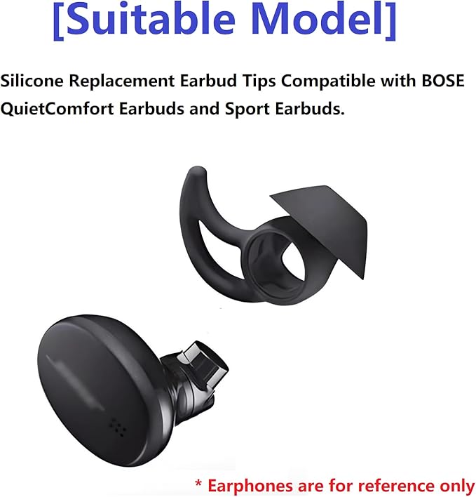 CYADCI 3 Pairs Earbud Tips Small，Eartips Compatible with Bose QuietComfort Earbuds and Sport Earbuds，Black