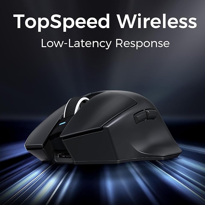 MCHOSE G7 Lightweight Ergonomic Wireless Mouse, PAW3311 12K DPI Sensor, Tri-Mode Connection, Wireless/Wired 1K Polling, 55g Weight, 800mAh Bettery (Black)