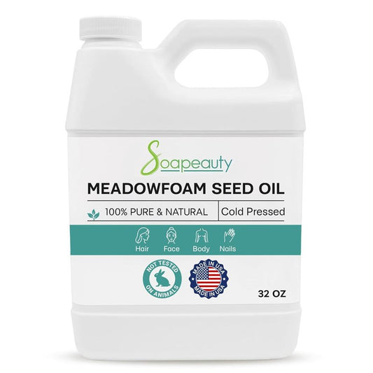 Meadowfoam Seed Oil - 100% Pure Cold Pressed Unrefined Oil for Face & Hair | Moisturizing Skin & Promoting Hair Growth | 32 OZ