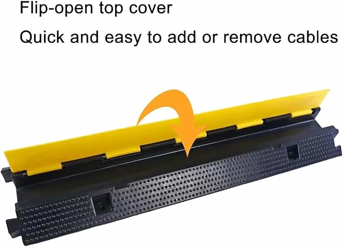 YONSHENG Rubber Cable Ramp Cord Cover Cable Protector Ramps Wire Hose Protective 1 Channel 22000Lbs Load Capacity Traffic Speed Bump for Asphalt Concrete Gravel Driveway Indoor Outdoor, 1 Pack