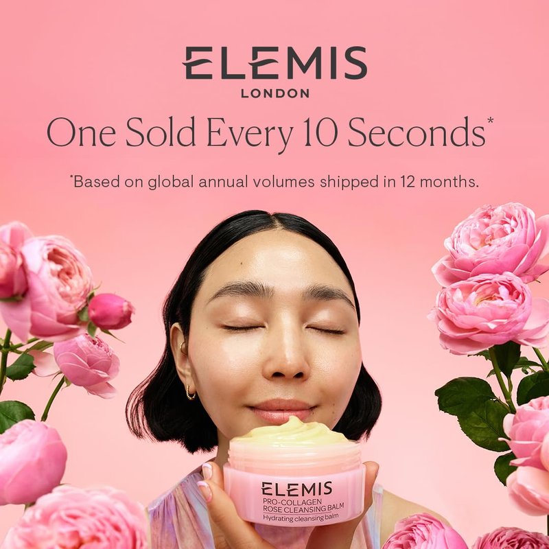 ELEMIS Pro-Collagen Rose Cleansing Balm - 3-in-1 Daily Face Cleanser - Melts Away Waterproof Makeup and Sunscreen - Rose and Elderberry Oil - 100