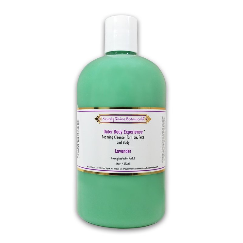 Simply Divine Botanicals Outer Body Experience Natural Foaming Cleanser for Body, Face and Hair, 16 oz (Lavender)