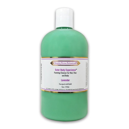 Simply Divine Botanicals Outer Body Experience Natural Foaming Cleanser for Body, Face and Hair, 16 oz (Lavender)