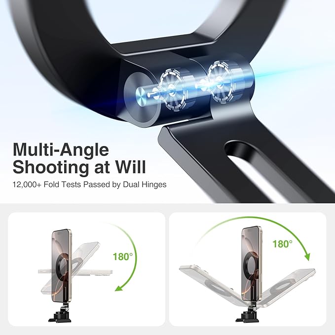 elitehood Magsafe Tripod Mount with Cold Shoe & Arca Port & 1/4" Thread, Aluminum Magnetic iPhone Tripod Mount Adapter for Camera, Adjustable Camera Phone Holder Attachment for iPhone & Smartphone