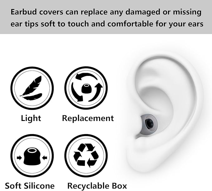 MMYQXI Silicone Replacement Earbud Tips Earbud Covers Fit for in-Ear Headphones (Inner Hole 3.8mm -5.1mm) Ear Bud Rubber Tips Ear Tips 9 Pairs