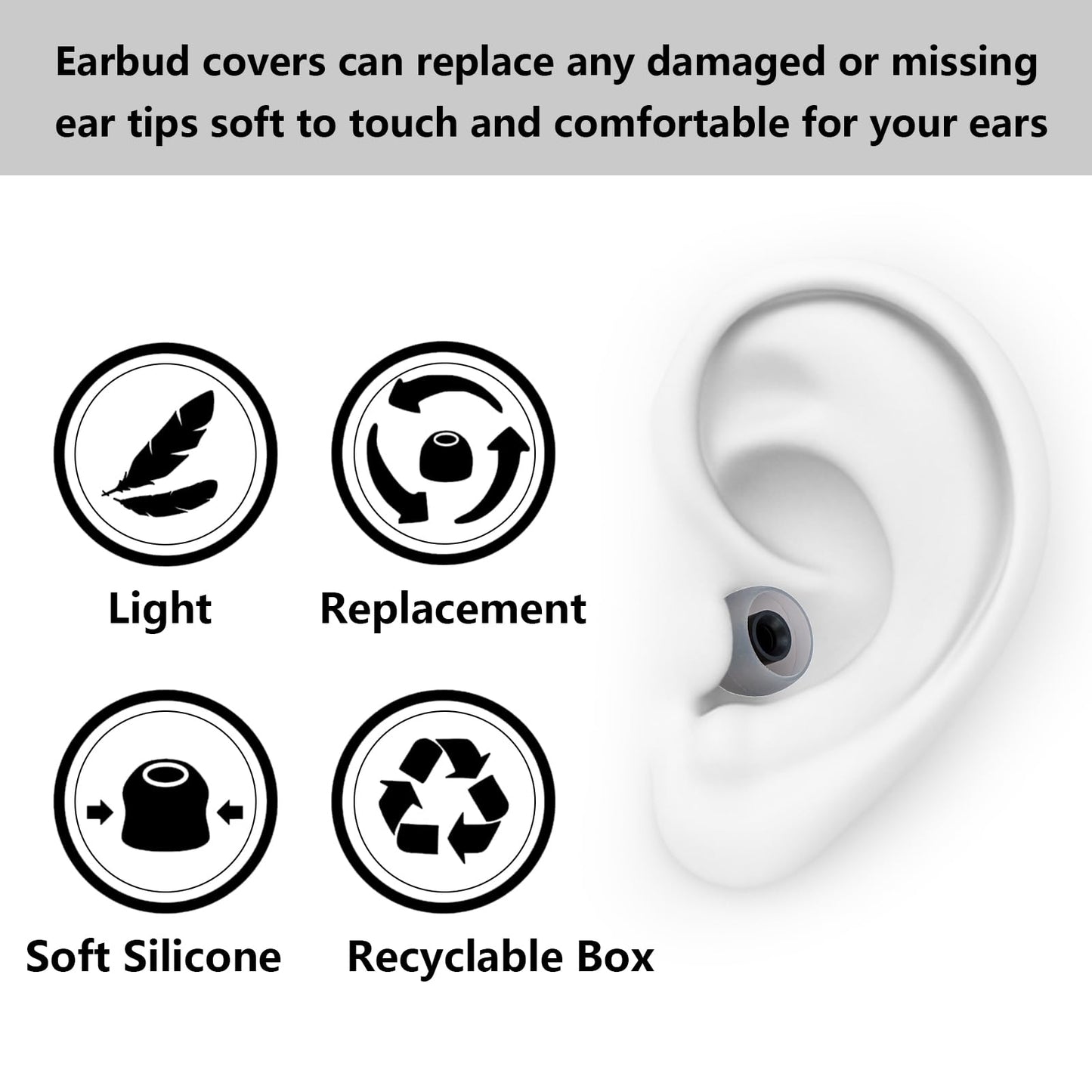 MMYQXI Earbud Replacement Tips Silicone Earbud Tips Earbud Covers Fit for in-Ear Headphones (Inner Hole 3.8mm -5.1mm) Ear Tips Earbud Rubber Tips 9 Pairs S/M/L