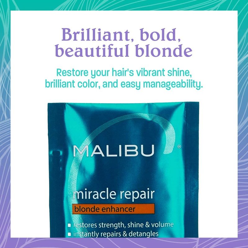 Malibu C Miracle Repair Hair Reconstructor, Blonde Enhancer (1 Packet) - Nourishing Hair Repair Treatment for Damaged Blonde Strands - Relieves Hair Discoloration