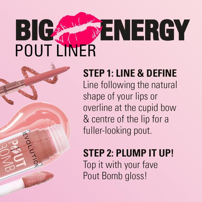 Revolution Beauty London, Pout Bomb Plumping Lip Liner, Long-Lasting Lip Shaper with Hyaluronic Acid & Vitamin E, Vegan & Cruelty-Free, Clear
