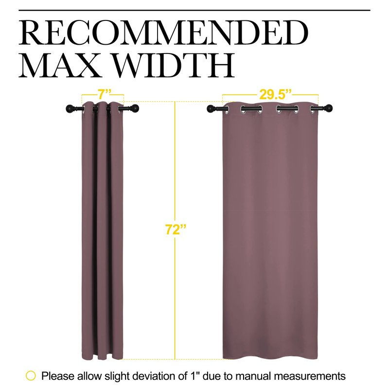 NICETOWN Bedroom Curtain Panels Blackout Draperies, Dry Rose, 1 Pair, 34 by 72-inch, Thermal Insulated Solid Grommet Blackout Curtains/Drapes