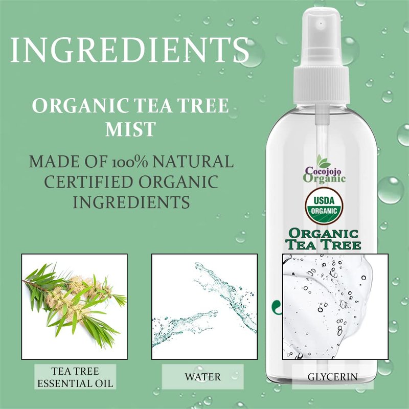 Dr Joe Lab Organic Tea Tree Mist For Skincare - USDA Certified - 4 oz- Face Spray - Soothing & Relaxing -Pure Essential Oil & Glycerin and Body Spray.