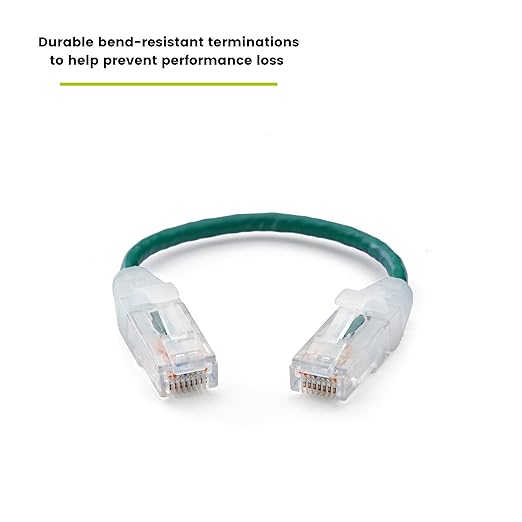 TRUECABLE Cat6 Component Rated Patch Cable, Unshielded (U/UTP), 6in, Green, 28AWG Stranded Pure Copper, Snagless 10G High-Speed Ethernet Cable, PoE++ 4PPoE 100W, UL Listed, RoHS-3, 5 Pack