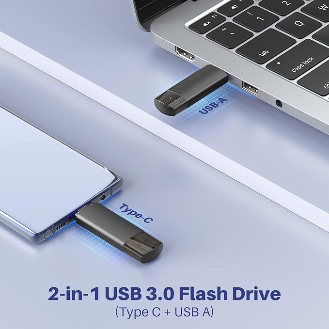 JOIOT 32GB USB C Flash Drive Dual USB 3.0 Flash Drive Type C + USB A Portable Type-C Flash Drive 2-in-1 USB-C Thumb Drive for Smartphone Tablet Computer Mac iPhone 15 Black(2 Pack)