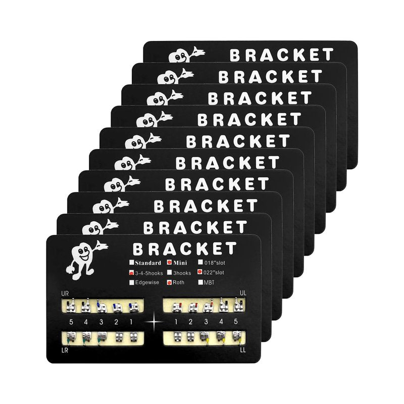 SEAVERRS 200pcs/Pack 022 Slot Bondable with Hook on 345 Teeth Model Mini Roth Brackets Roth,10 pieces per pack 20 pieces per pack.