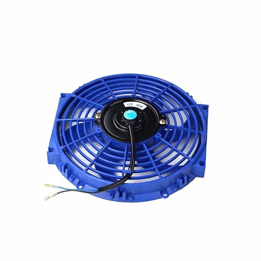 FSBCGT 2PCS 10 inch Slim Fan Push Pull Electric Radiator Cooling 12V 80W Mount Universal Kit Blue