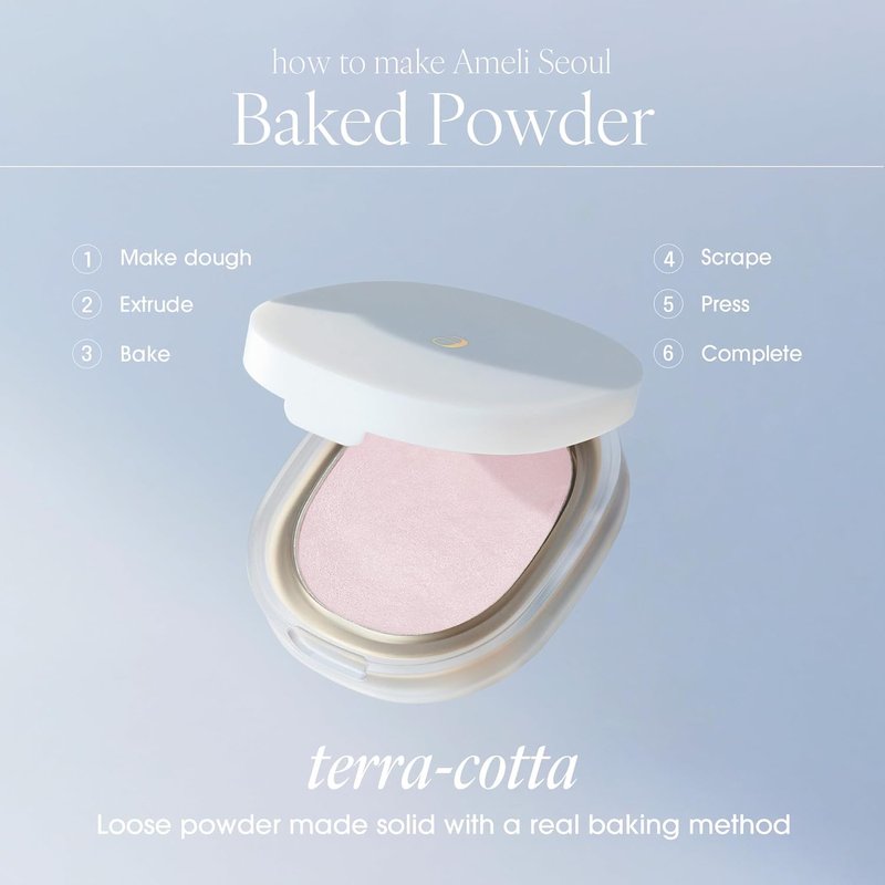 Baked Powder 002 Light Pink - Terra-Cotta Facial Powder for Crease-Free, Smudge-Free Finish | 6.2g (0.014 oz)