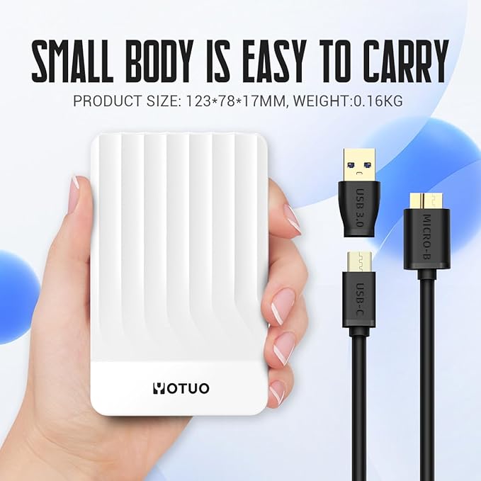 YOTUO Portable External Hard Drive Storage Expansion Mobile HDD USB 3.0 for PC, Mac, Desktop, Laptop, PS4, Xbox One X/S, Xbox 360, Office & Game (White, 320GB)