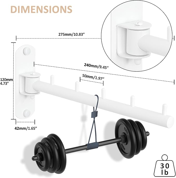 Mooche Swing Clothes Hanger Rack, Garment Racks Folding Clothes Bar Wall Mounted, 180°Rotation Laundry Drying Rack 304 Stainless Steel Space Saving for Laundry Room Bedroom Balcony, 9.45" Long