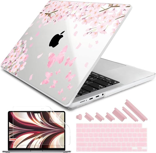 DONGKE Compatible with MacBook Pro 16 Inch Case (2026-2021 Release, M5 M4 M3 M2 M1 Pro/Max Chip), Plastic Hard Shell Cover with Keyboard Cover & Screen Protector for MacBook Pro 16", Flower Blossoms
