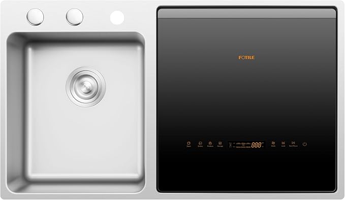 FOTILE SD2F-P5 3-in-1 In-Sink Dishwasher & Kitchen Sink Combo with 360° Cleaning, Produce Wash, Child Lock, Energy Efficient for Space-Saving Hygienic Kitchen Solutions (Dishwasher on the Right)