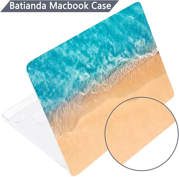 Batianda Premium Case for New MacBook Air 15 inch with M5 M4 M3 M2 Chip 2026 2025 2024 2023 Release, Designed Ultra-Slim Hardshell & Keyboard Cover & Screen Protector 4-in-1 Bundle, Beach