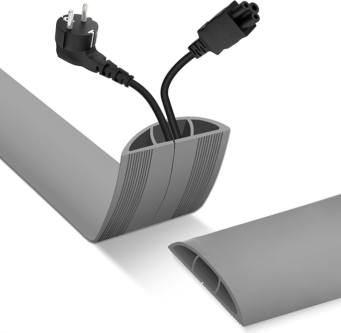 Floor Cord Cover, Cable Protector, 0.63W x 0.31H inches, Wire Cover for Extension Cords, Floor Cable Covers Prevent Cable Trips (Gray, 50-3.3 Feet)