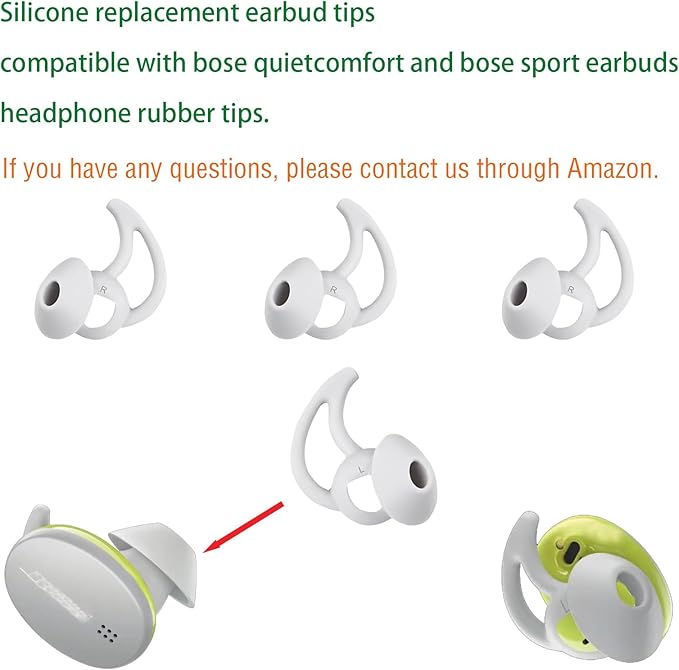 WKYMY Replacement Earbud Tips Silicone Earbud Covers Ear Tips Compatible with Bose Quietcomfort and Sport Headphone Ear Bud Tips Large 3 Pairs