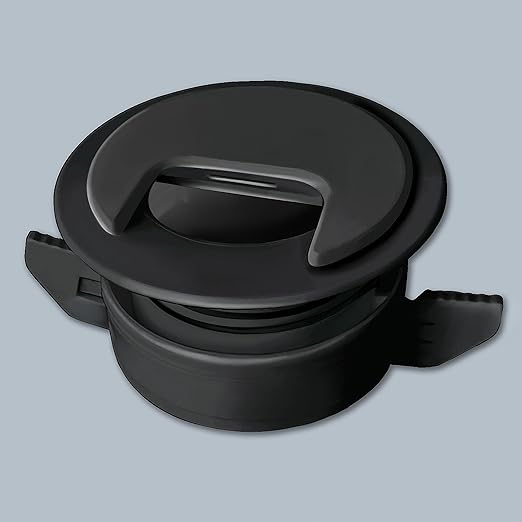 2PK Black Patented: Only Cable, Wire, Cord Management, Tool-Free Self-Securing/Locking Grommet with Cap Slider, for Walls, Ceilings, Desks - Used for All Surfaces 3/8" to 1" Thick, Made in USA