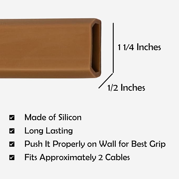 TV Cord Hider – Flexible Wall Cord Cover Slim Design Silicone Cable Raceway - Self Adhesive, Cut to Size Design for Hiding Wires on Wall - Clean Home Setup Cable Concealment (Brown, 6 Feet)
