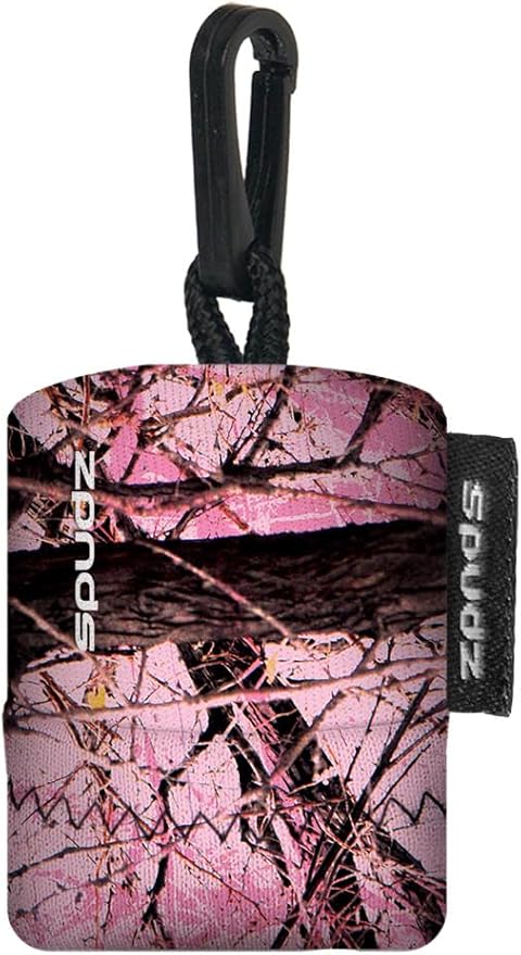SPUDZ Ultra Microfiber Lens Cleaner with Closeable Bottom – Clip-On Pouch, Washable – for Binoculars, Scopes, Glasses, Screens | Ultra Pink Camo, 6 x 6 Inch