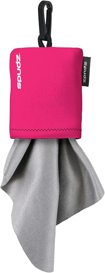 SPUDZ Classic Microfiber Lens Cleaner – Clip-On Pouch, Washable – for Binoculars, Scopes, Glasses, Screens | Classic | Pink, 10 x 10 Inch (2-Pack)