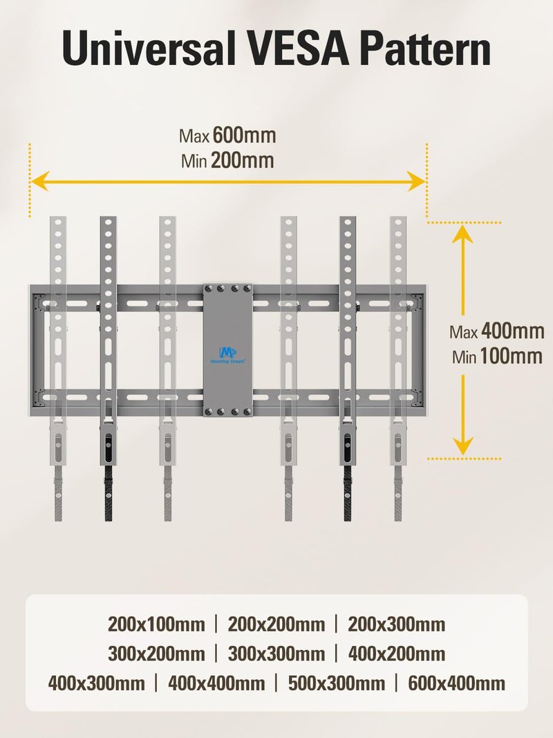 Mounting Dream TV Wall Mount for Most 37-75 Inch Televisions, Universal Tilt TV Mount Fits 16", 18", 24" Studs, Max VESA 600x400mm, 132lbs, Low Profile Flat Wall Mount Bracket, MD2968-LK