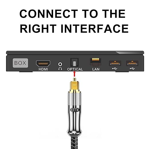 EMK 24K Gold-Plated Optical Audio Cable [22ft/7M] - Digital Toslink SPDIF Cable Compatible with Soundbar to TV, Home Theater - High-Speed Fiber Optic Cable (Silver)