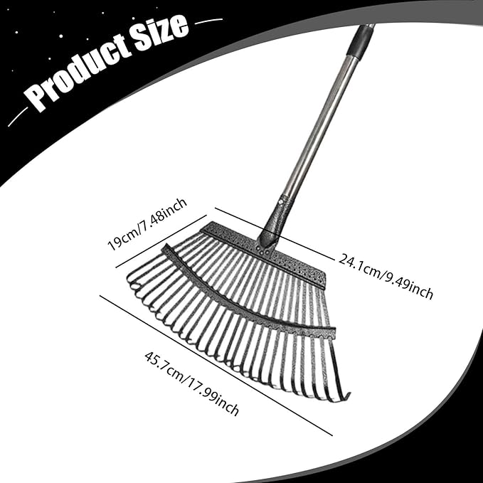 Garden Leaf Rake Fallen Leaves Collector Non Slip Chicken Coop Rake Lawn Tool for Roof Debris Grass Clippings Flower Bed Lawn