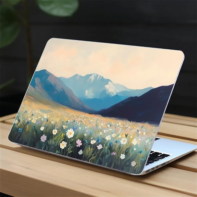 COTAIL Compatible with MacBook Air 13.3 13.6 Inch Case 2022 2021 2020 2019 Plastic Hard Shell Case Cover,13.3 Pro(A1706/A1708/A1989/A2159/A2289/A2338), Wildflowers and Mountains
