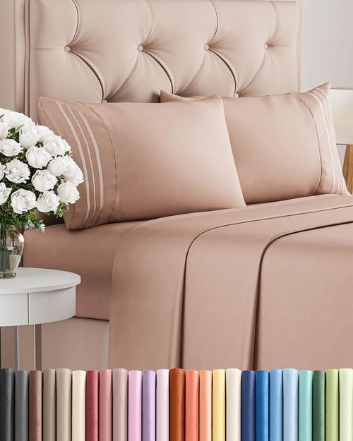 King Size 4-Piece Sheet Set - Ultra-Soft Cooling Bed Sheets for Luxurious Comfort - Deep Pockets, Wrinkle-Free - Oeko-Tex Certified - Mauve