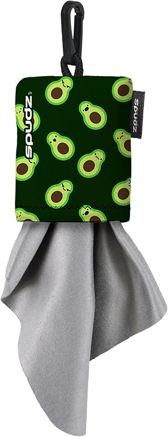 SPUDZ Classic Microfiber Lens Cleaner – Clip-On Pouch, Washable – for Binoculars, Scopes, Glasses, Screens | Classic | Avocado, 10 x 10 Inch (2-Pack)