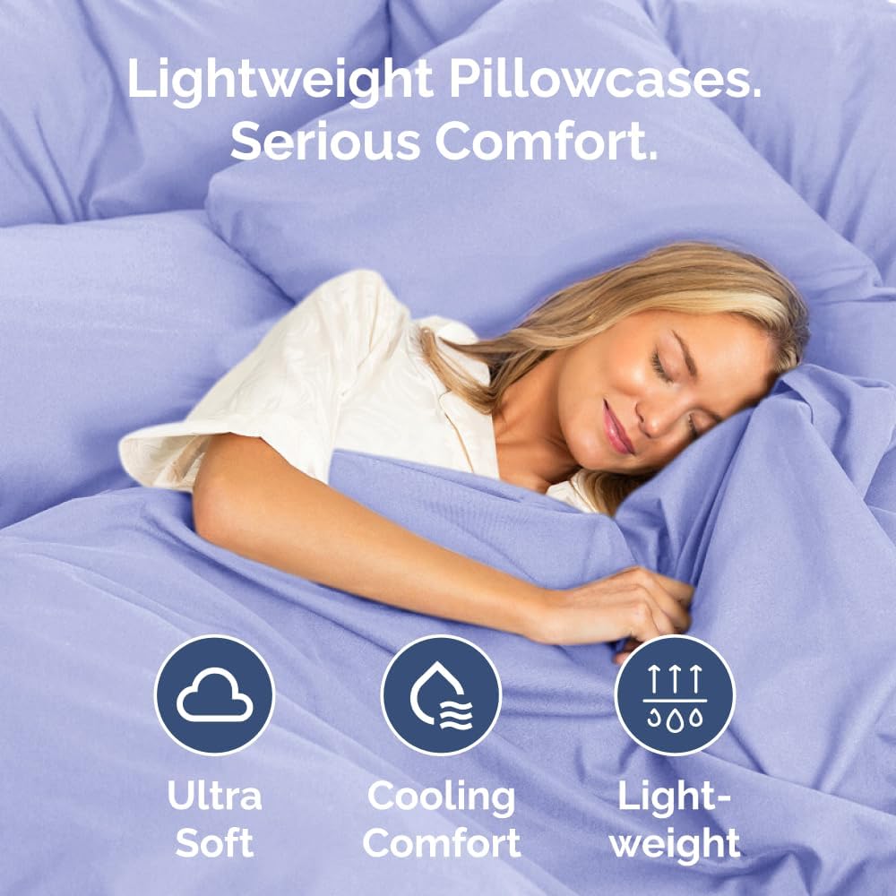 Standard Pillow Cases Set of 2 - Ultra-Soft Hotel Quality Covers | Comfy, Wrinkle-Free & Stain Resistant - Lavender