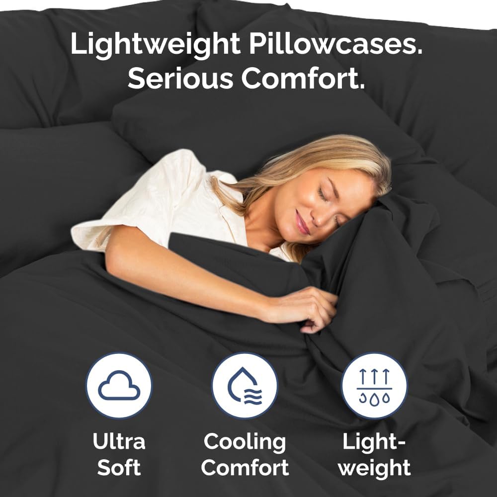 Queen Pillow Cases by [Brand Name] - Ultra Soft Hotel Quality Covers | Wrinkle-Free & Stain Resistant - 2 Piece Set in Black
