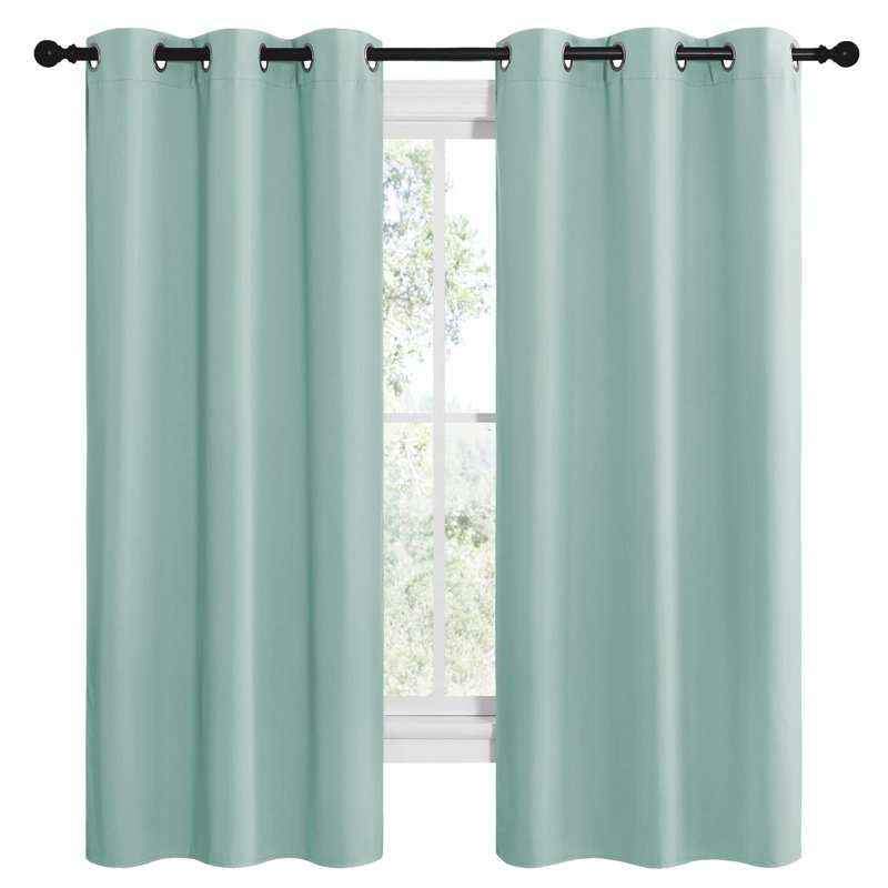 NICETOWN Aqua Blue Room Darkening Curtains for Kitchen, Window Treatment Thermal Insulated Solid Grommet Room Darkening Curtains/Drapes for Bedroom (Set of 2, 42 inches Wide by 68 inches Long)