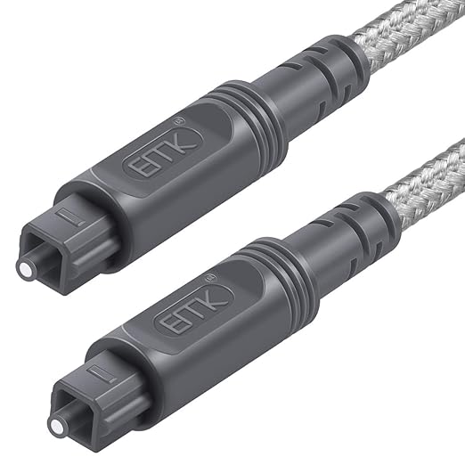 EMK 6.6Ft Digital Optical Audio Cable Toslink Cable - Fiber Optic Cord for Home Theater,Sound bar,TV,Gaming Console,Musical Instrument,Projector,Speaker