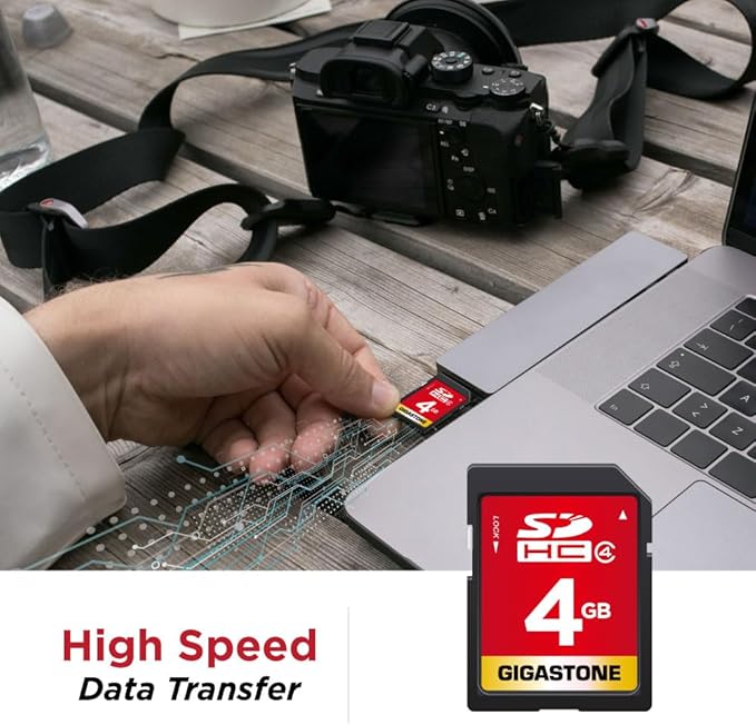 GIGASTONE 4GB SD Card SDHC UHS-I Class 4 Memory Card for Photo Video Music Voice File DSLR Camera DSC Camcorder Recorder Playback PC Mac POS, with 1 Mini case