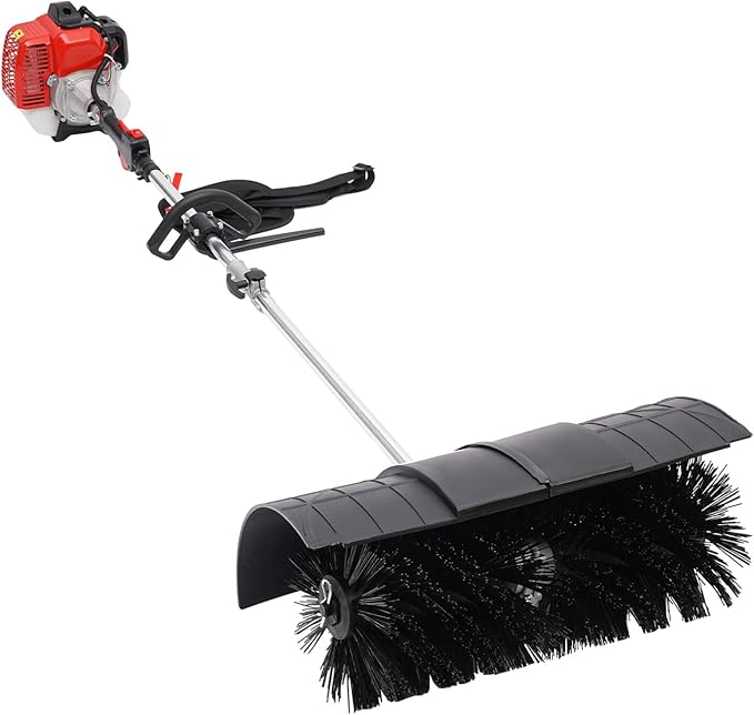 52CC 2-Stroke Gas Handheld Power Broom,20.47in Outdoor Gasoline Power Broom Walk Behind Sweeper Cleaning Driveway Tools,1.7KW High Performance Cleaner for Boulevards,Driveways,Lawns,Sidewalks
