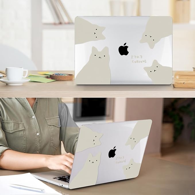 HOHAIYOO for 2026 2025 2024-2022 MacBook Air 13 inch Case M5 A3449 M4 A3240 M3 A3113 M2 A2681 with Touch ID& 13.6" Liquid Retina Display, Hard Shell&Keyboard Cover&Screen Protector&Webcam Cover, Cats